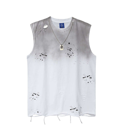 Splatter Ink Tank Top – Loose Fit featuring a paint splatter design with a raw, vintage finish and casual style.
