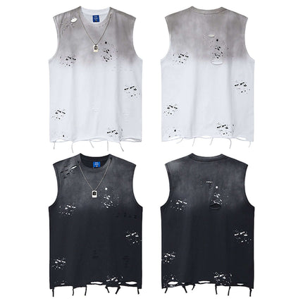 Splatter Ink Tank Top – Loose Fit featuring multiple distressed colors and paint splatter design for unisex streetwear style.