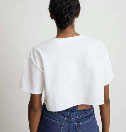 Sport Crop Cotton Top - Loose Fit shown from the back, featuring a cropped silhouette and loose fit design.
