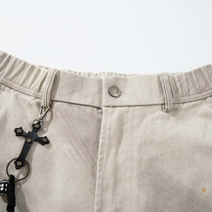 Jeans en denim à jambes droites en patchwork