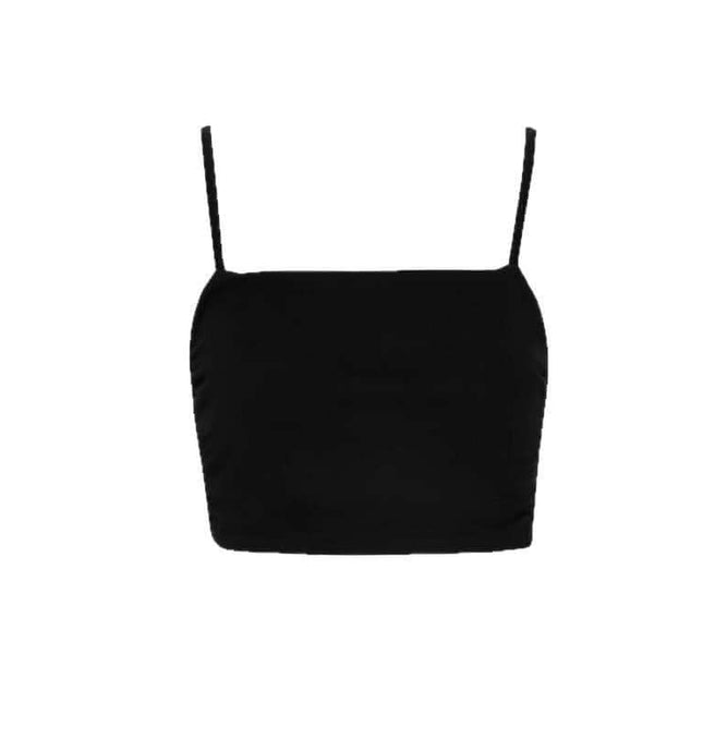 Strapless Sports Bralette Tank Top – Slim Fit in solid black color with sleek design and slim fit for comfort.