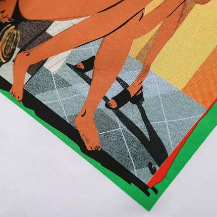 Grozavu White Polo Neck Cotton TShirt – Slim Fit featuring artistic print design with vibrant colors and stylish graphics.