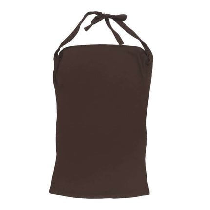 Suspender Halter Vest – Slim Fit in solid brown color with halter neck and fitted design.