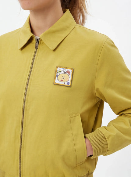 Apricot cropped tailored jacket with Grozavu logo