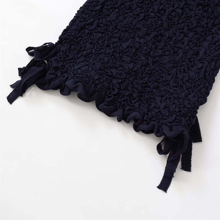 Top cu guler rotund din tricot cu fundă