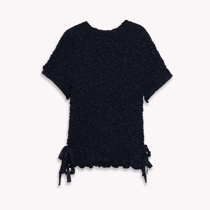 Top Girocollo con Fiocco in Maglia Texture