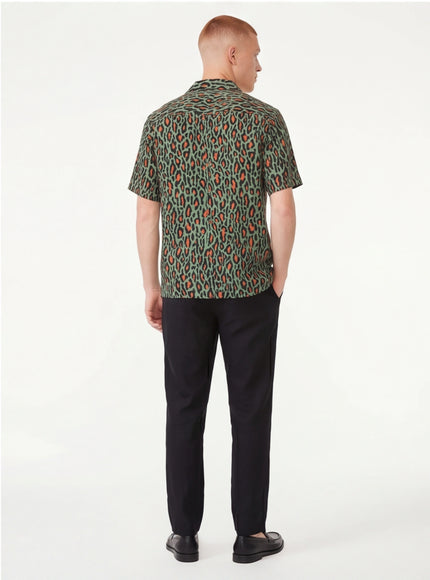 Red leopard print classic leopard lapel shirts with Grozavu logo