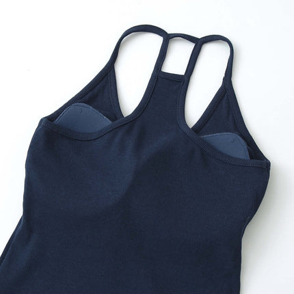UNeck Crop Tank Top – Slim Fit in navy, featuring U-neckline and stylish straps.