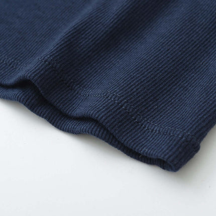 UNeck Crop Tank Top – Slim Fit navy blue fabric detail showcasing the ribbed texture and quality craftsmanship.