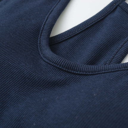 UNeck Crop Tank Top – Slim Fit, close-up view of U-neckline and fabric texture.
