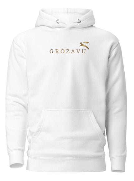 Model wearing Black hoodie by Grozavu