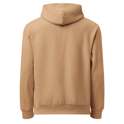Back view of Urban Garment Dyed Hoodie – Loose Fit in a soft beige color, highlighting relaxed streetwear style.