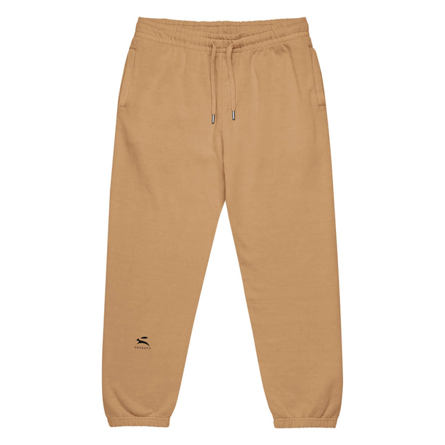 Urban Heavyweight Fleece Sweatpants in tan color, featuring a relaxed fit and drawstring waist for ultimate comfort.