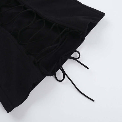 VNeck Cross Hollow Strapless Top – Slim Fit showcasing the stylish hollow strap design and sleek strapless silhouette.