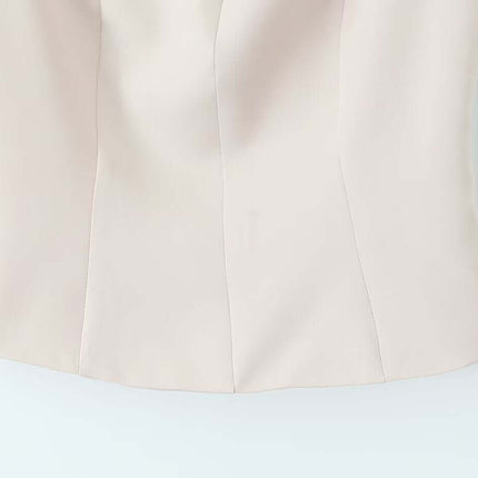 VNeck Sleeveless Crop Top - Slim Fit in a solid light color, showcasing a fitted design for a chic look.