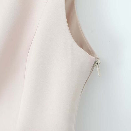 VNeck Sleeveless Crop Top - Slim Fit side zipper detail in soft pastel color