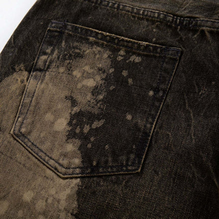 Washed Retro Loose Fit Denim Pants back pocket detail showcasing unique washed finish and texture.