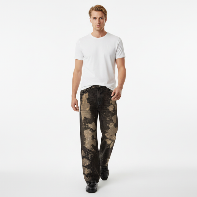 Washed Retro Loose Fit Denim Pants