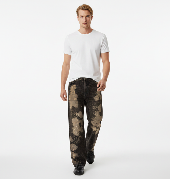 Washed Retro Loose Fit Denim Pants