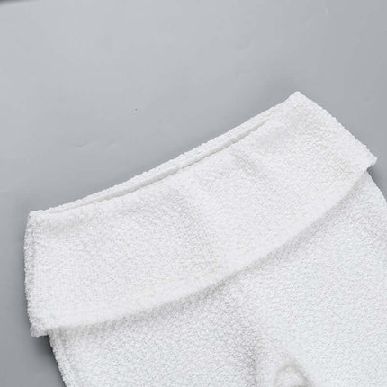 Textured Vest Pants Suit – Casual Fit white pants close-up showing soft fabric and waistband detail.