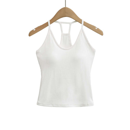UNeck Crop Tank Top – Slim Fit in white, showcasing the U-neckline and slim fit design.