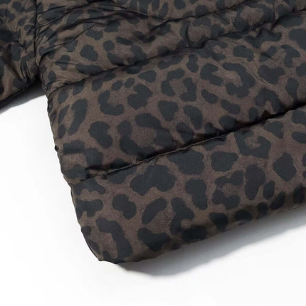 Hooded Zipper Cotton Jacket showcasing classic leopard print hand-sewn craftsmanship and modern comfort.