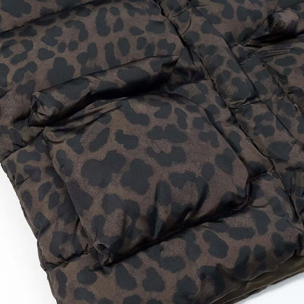 Hooded Zipper Cotton Jacket featuring a stylish leopard print design, showcasing hand-sewn craftsmanship and modern comfort.