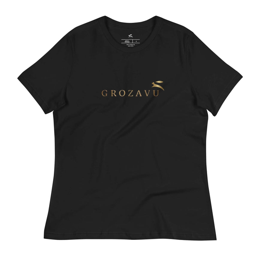 Black relaxed t-shirt with Grozavu logo