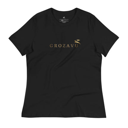 Black relaxed t-shirt with Grozavu logo