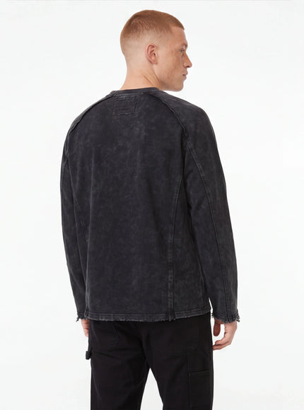 Hanorac funcțional, deconstruit, cu franjuri, spălat, ajustat