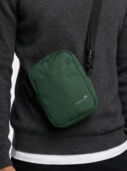 Back view of utility crossbody bag by Grozavu