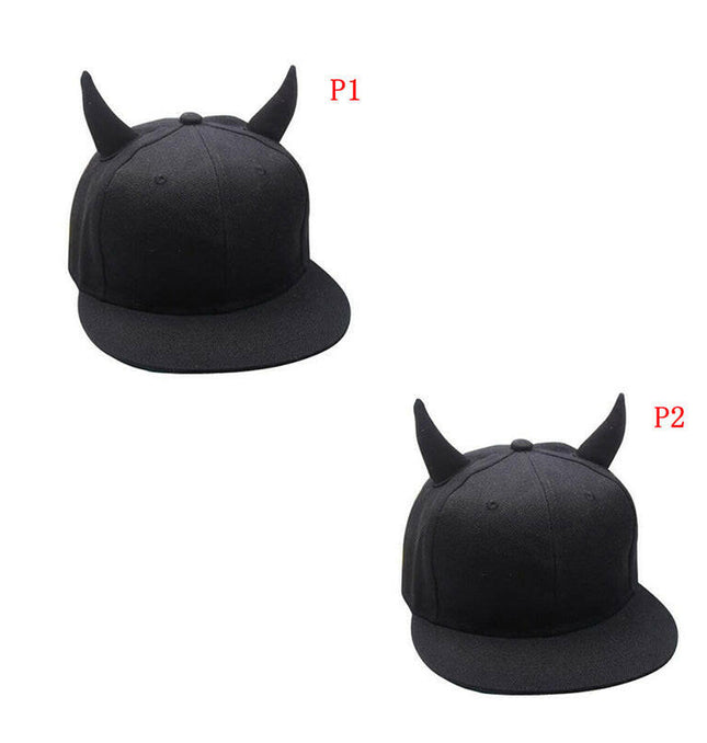 Rebel Elegance: Black Cotton Punk Horn Cap for Bold Statements at €17.99