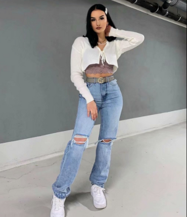 Women's Loose Fit Jeans Ripped Wide Leg at €85.99