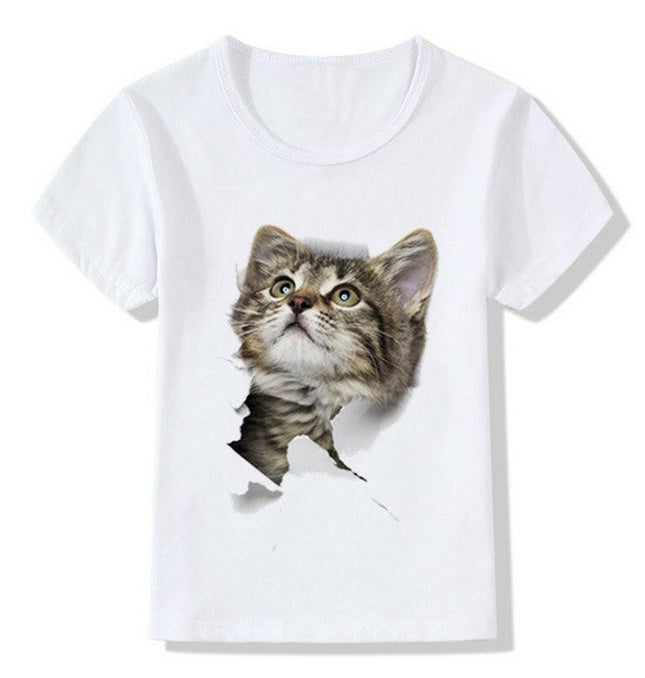 Casual Short-Sleeved Cat 3d Printed Children's T-Shirt at €18.99