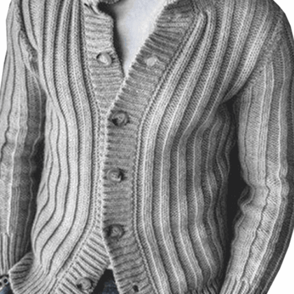 Casual Single Breasted Knit Sweater Lapel Long Sleeve Sweater Jacket Men at €110.99