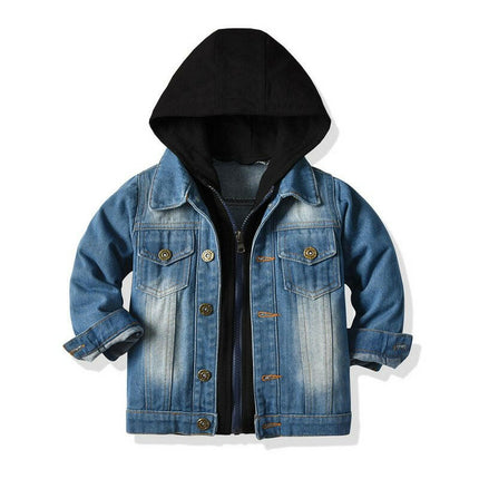 Children's Fake Two-Piece Denim Hooded Jacket at €74.99