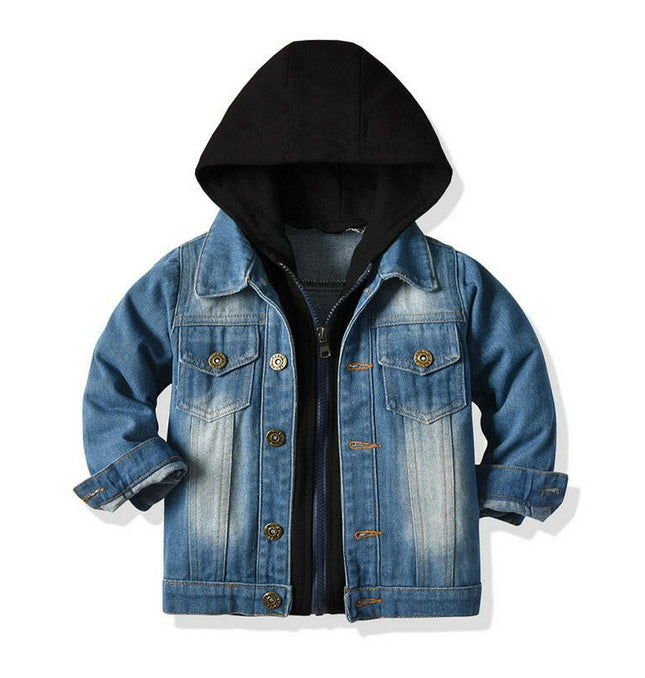 Children's Fake Two-Piece Denim Hooded Jacket at €74.99