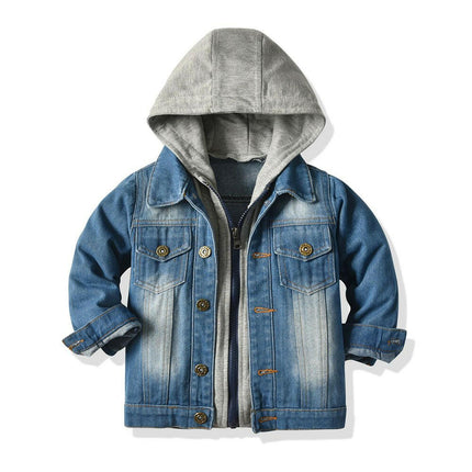 Children's Fake Two-Piece Denim Hooded Jacket at €74.99