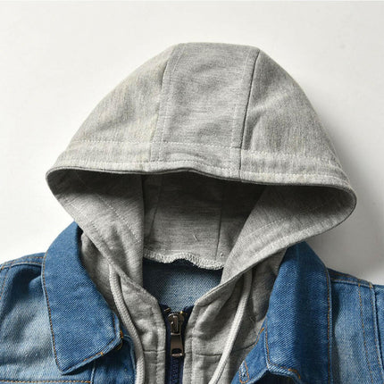 Children's Fake Two-Piece Denim Hooded Jacket at €74.99