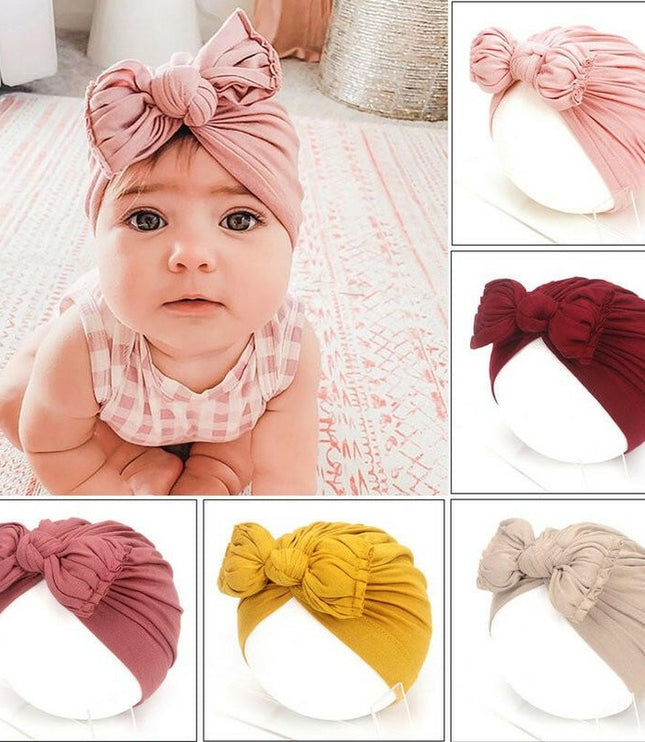 Cute Baby Hat Newborn Soft Baby Girl Hat Turban Infant Toddler Baby Cap Bonnet Headwraps - GrozavuShop