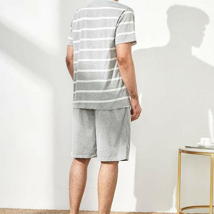 Elevate Comfort with Men's Striped O Neck Lounge Pyjamas Set at €26.99