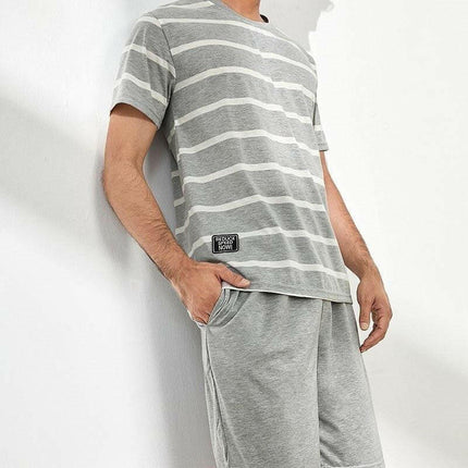 Elevate Comfort with Men's Striped O Neck Lounge Pyjamas Set at €26.99