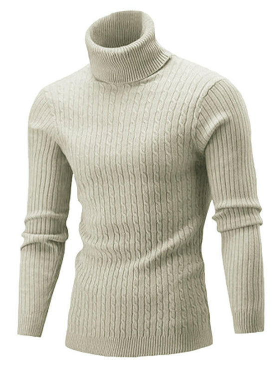 Men's Warm Turtleneck Casual Slim Fit Fall Winter Knitted Pullover Sweaters