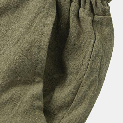 Casual Pants Men's Cotton Linen Beach Pants Korean Style Solid Color Linen Pants at €18.99