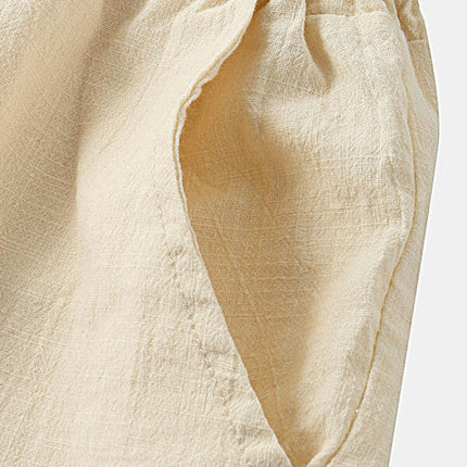 Casual Pants Men's Cotton Linen Beach Pants Korean Style Solid Color Linen Pants at €18.99