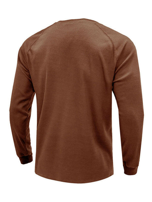 New Men's Round Neck Waffle Henley Shirt at €33.99