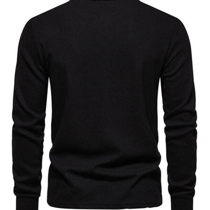 Men's Four Button Waffle Henley Neck Long Sleeve T-Shirt at €47.99