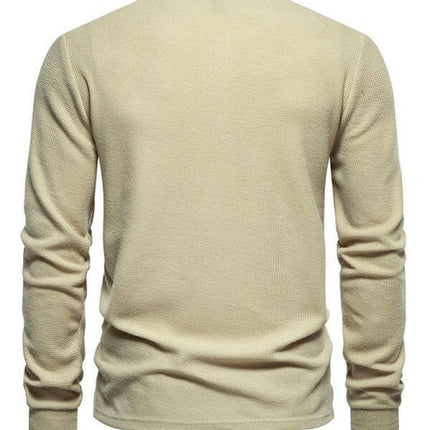 Men's Four Button Waffle Henley Neck Long Sleeve T-Shirt at €47.99