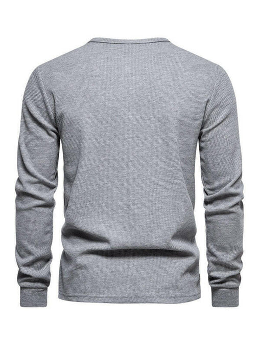 Men's Four Button Waffle Henley Neck Long Sleeve T-Shirt at €47.99