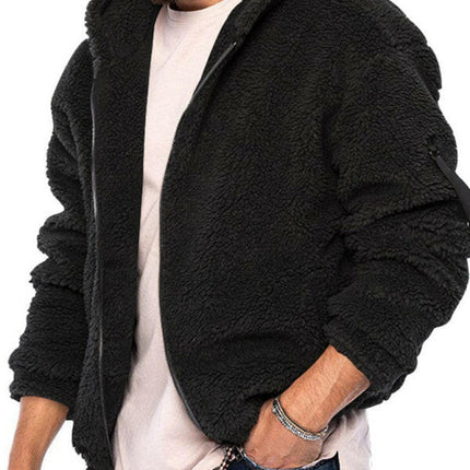 Men's double-sided arctic velvet hooded solid color warm zipper jacket at €79.99